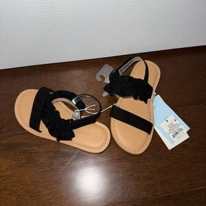 Black Kids Sandals - Black and Tan Footbed - Black